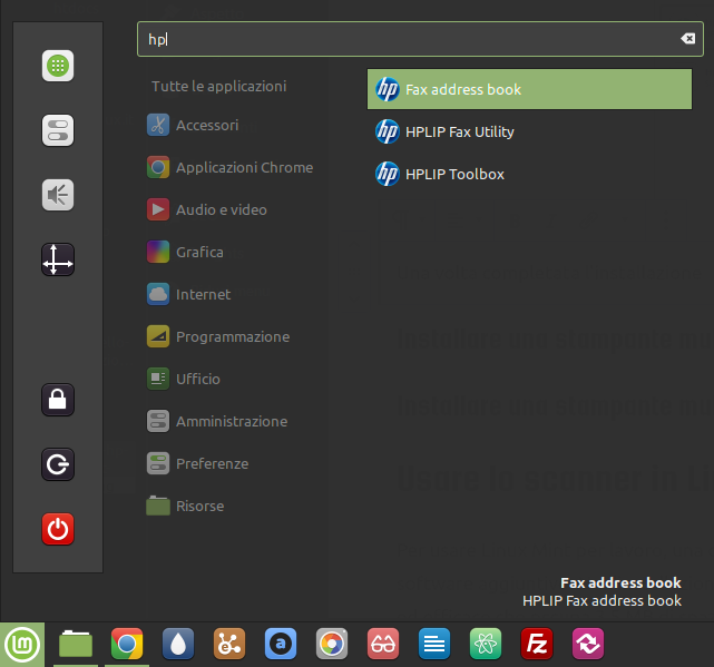 applicazioni hp installate in Linux Mint