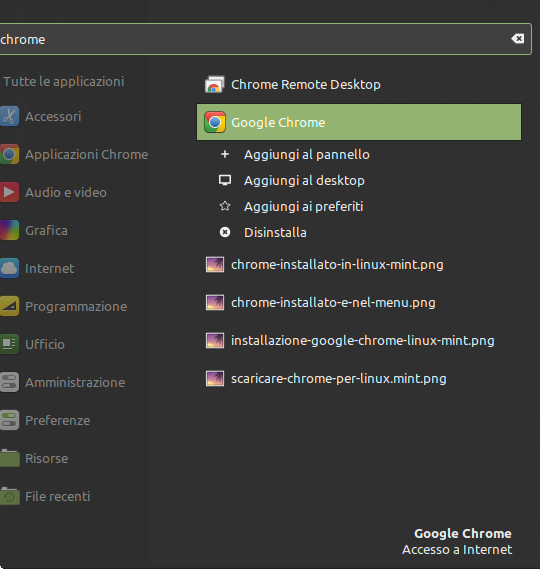 aggiunta di Google Chrome al desktop o al pannello di Linux Mint