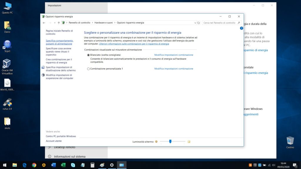 Opzioni risparmio energia in Windows