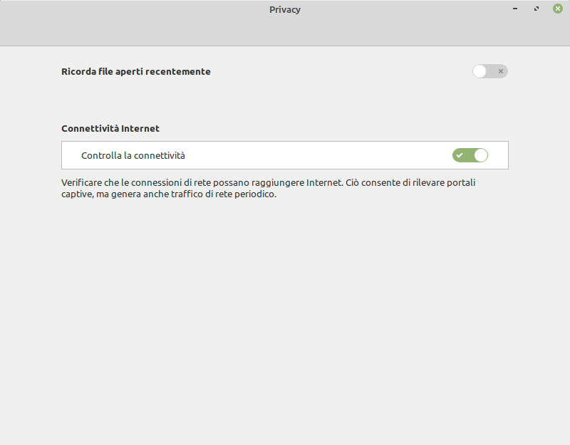 impostazioni privacy Linux MInt 19.3