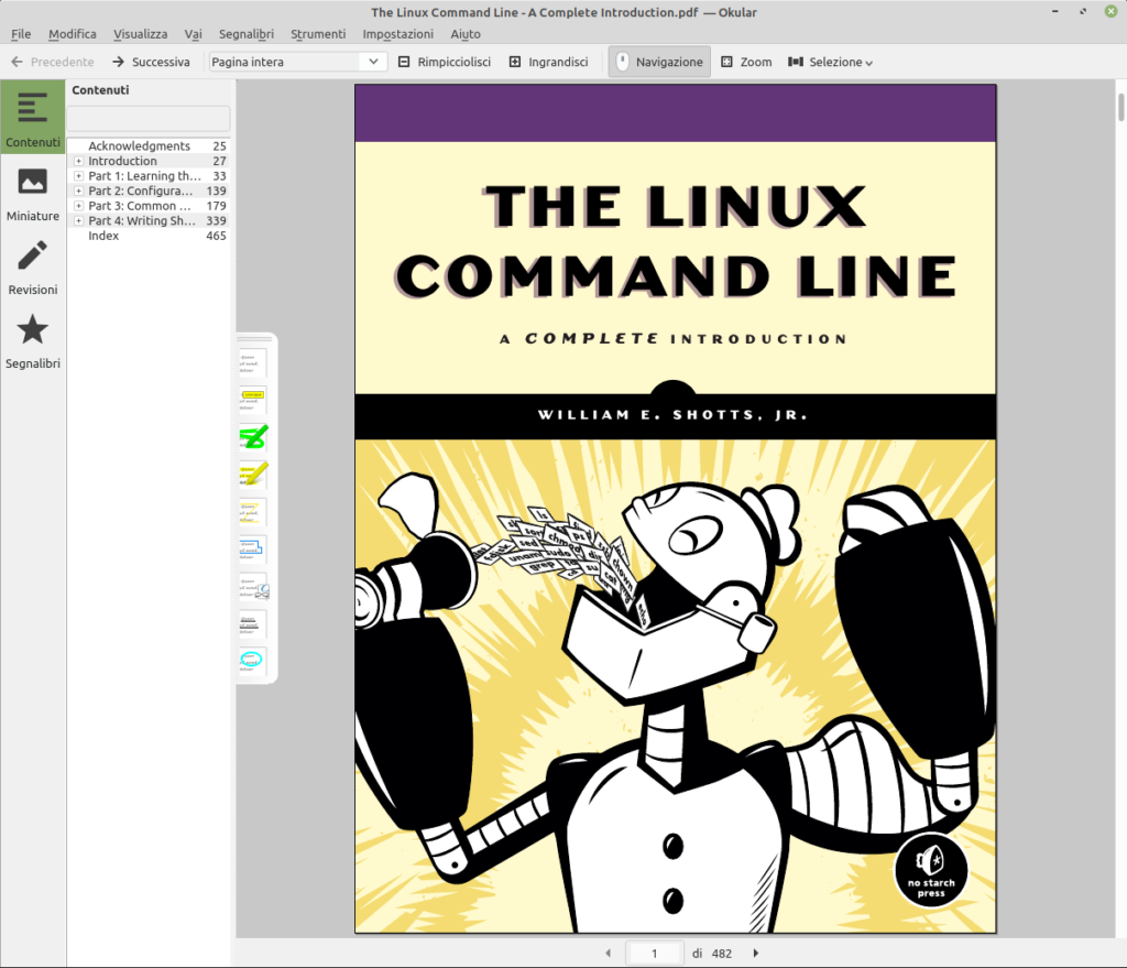 Interfaccia di Okular per Linux Mint