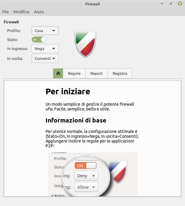 attivazione del firewall di Linux Mint