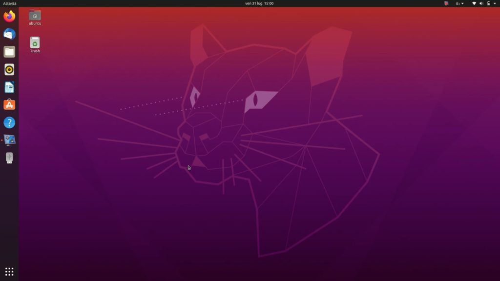 schermata di ubuntu 20.04 LTS