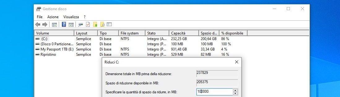 Deallocare spazio su hard disk in Windows