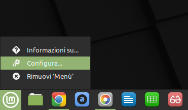 Impostazioni menu di Linux Mint 20 Cinnamon