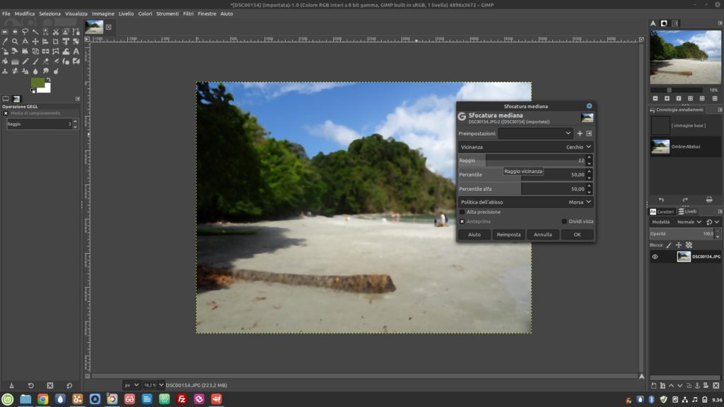 interfaccia di Gimp 2.10 in Linux Mint