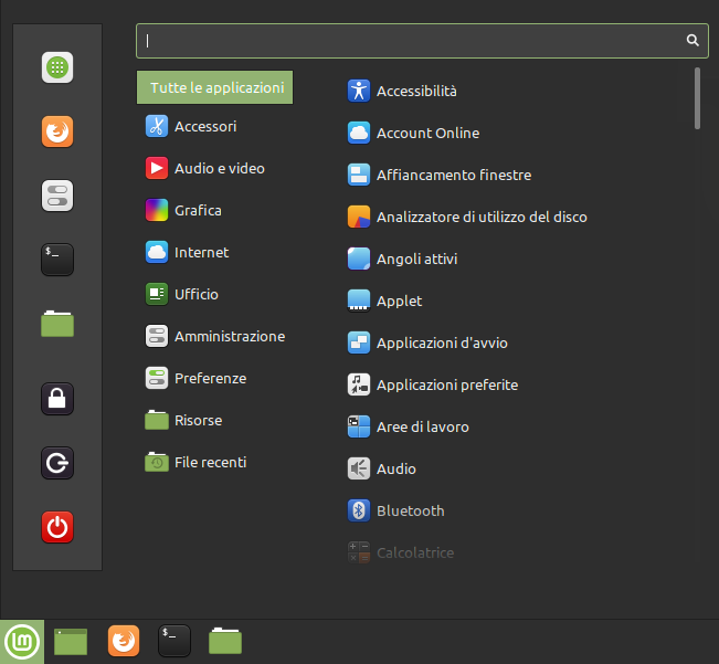 il menu di Linux Mint 19.3 Cinnamon