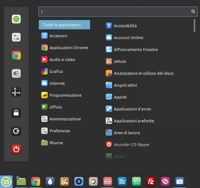il menu principale di Linux Mint 19.3 Cinnamon