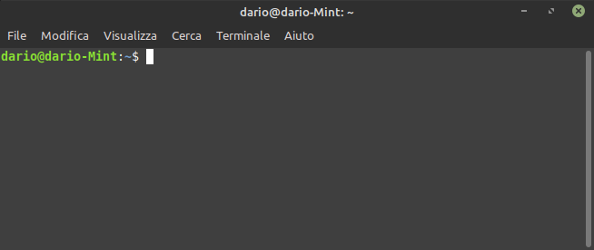 finestra di terminale in Linux Mint