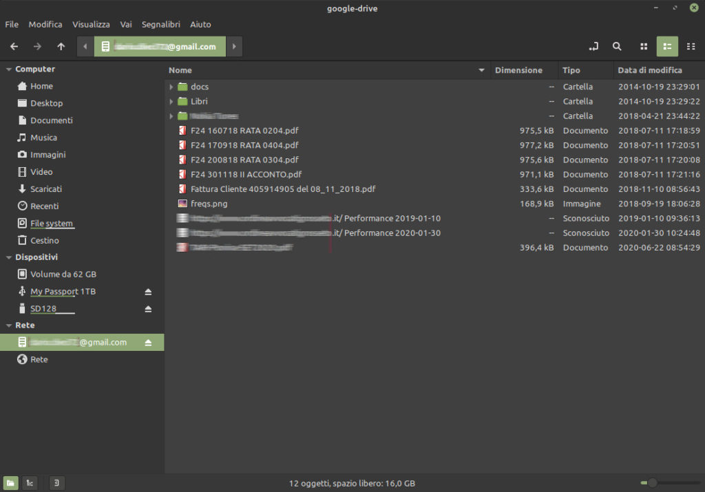 integrazione Google Drive in Nemo Linux Mint
