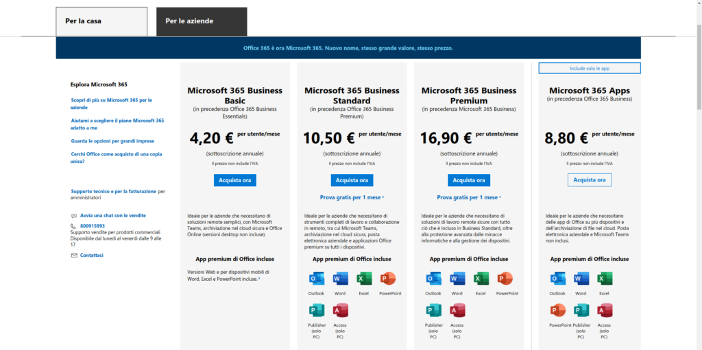 costi licenze Microsoft 365