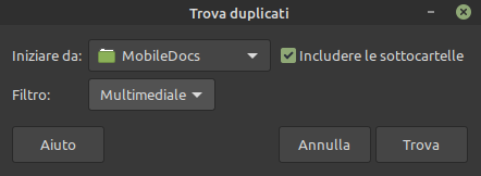 imposta percorso ricerca file duplicati in Pix