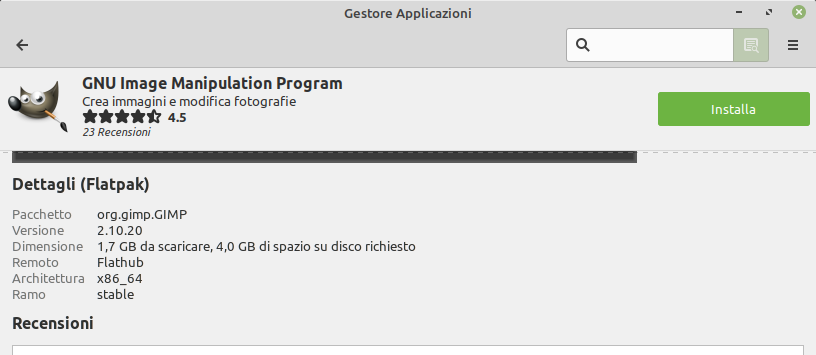 peso flatpak Gimp in Linux Mint 20