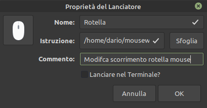 lanciatore modifica scorrimento rotella mouse linux mousewheel.sh