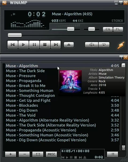 Screenshot del lettore audio Audacious