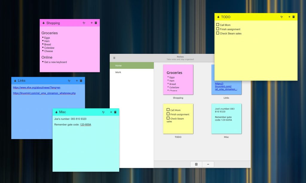 sticky notes in Linux Mint 20.2