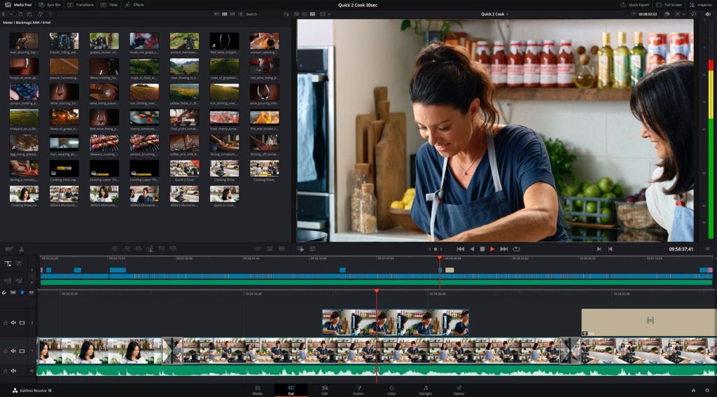 schermata di DaVinci Resolve 18