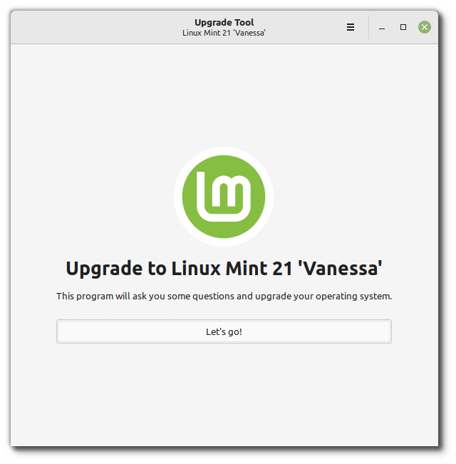 Anteprima strumento di aggiornamento a Linux Mint 21