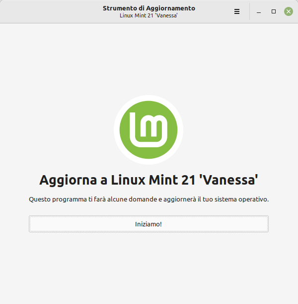 strumento di aggiornamento a Linux Mint 21