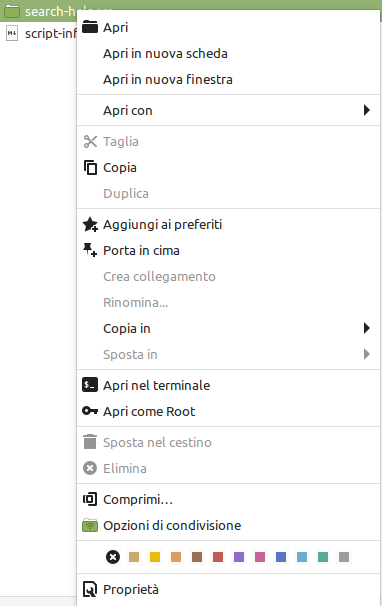 menu contestuale Nemo su una cartella