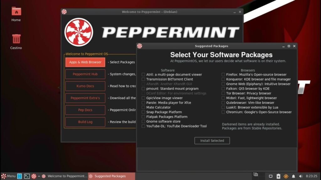 schermata di Peppermint OS