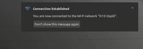 conferma connessione rete WiFi Linux Mint