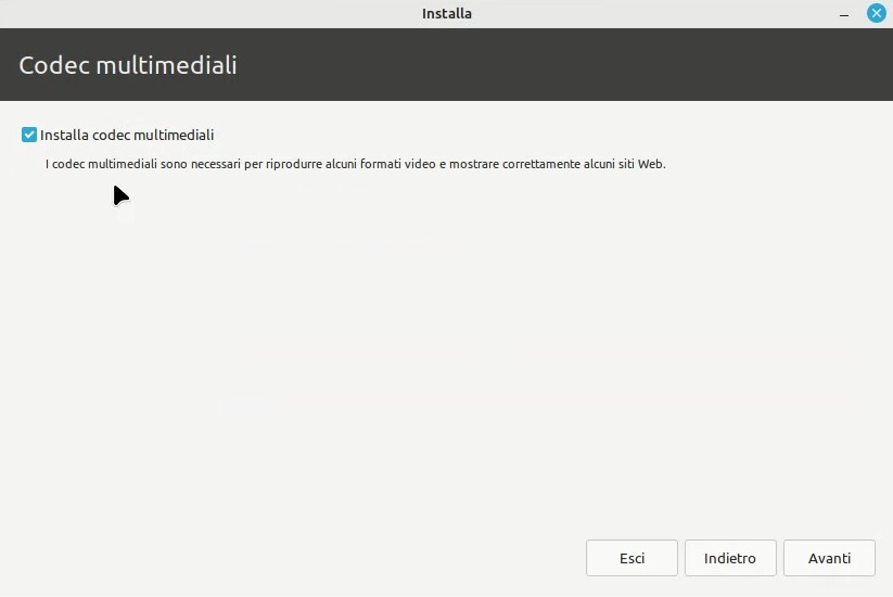 Installazione di Linux Mint: codec multimediali di terze parti