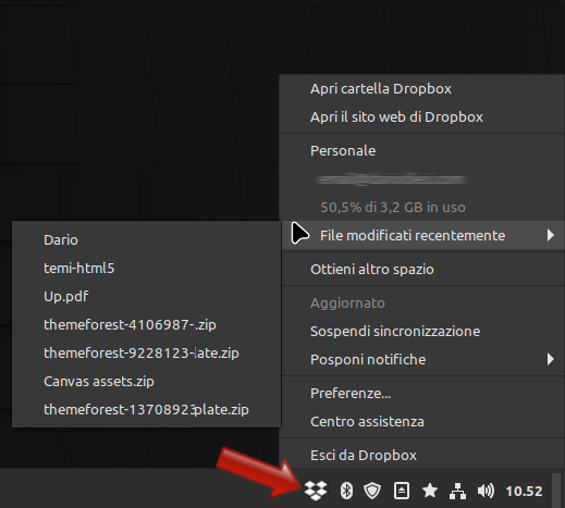 Applet per Dropbox in Linux Mint 21.1 Cinnamon