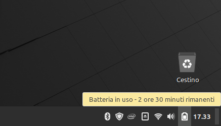 Stima di autonomia di carica batteria in Linux Mint