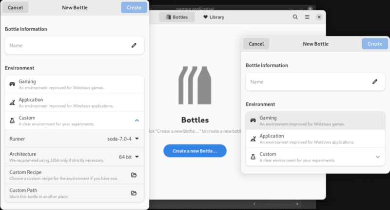Bottles per installare software Windows in Linux