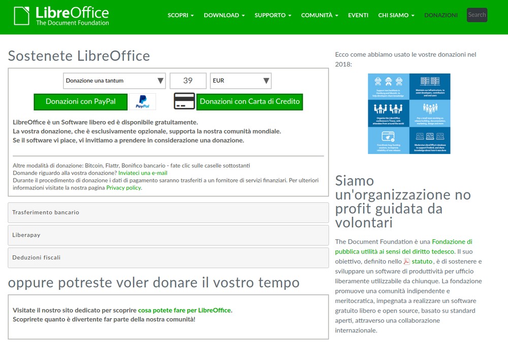 Dona denaro o solo il tuo tempo per sostenere LibreOffice