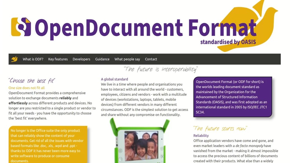 Sito web di OpenDocument Format