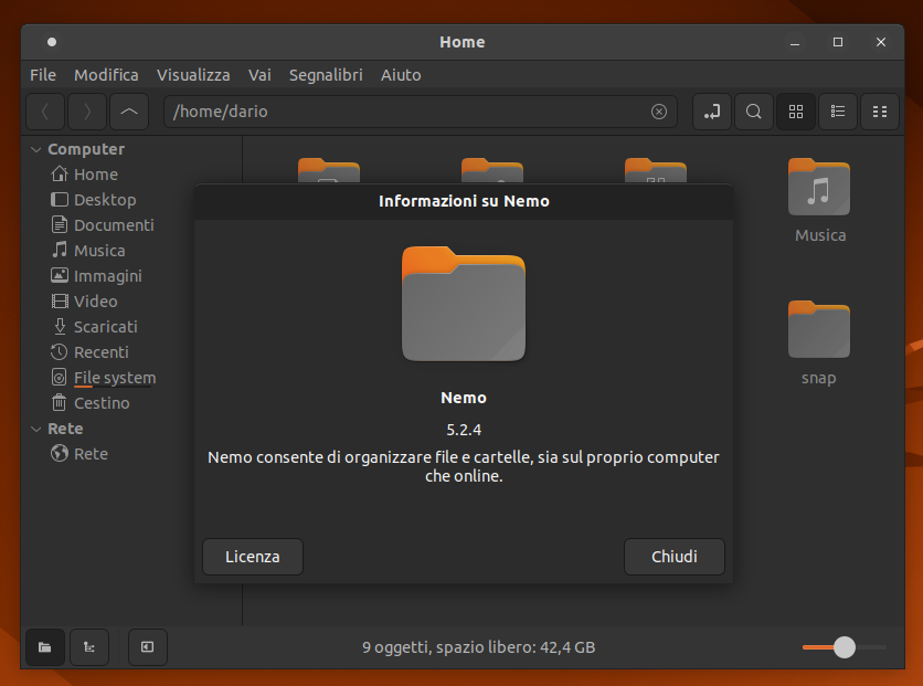 Nemo 5.2.4 in Ubuntu Cinnamon 22.04 LTS