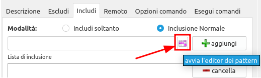 Avvio editor di pattern di Lucky Backup