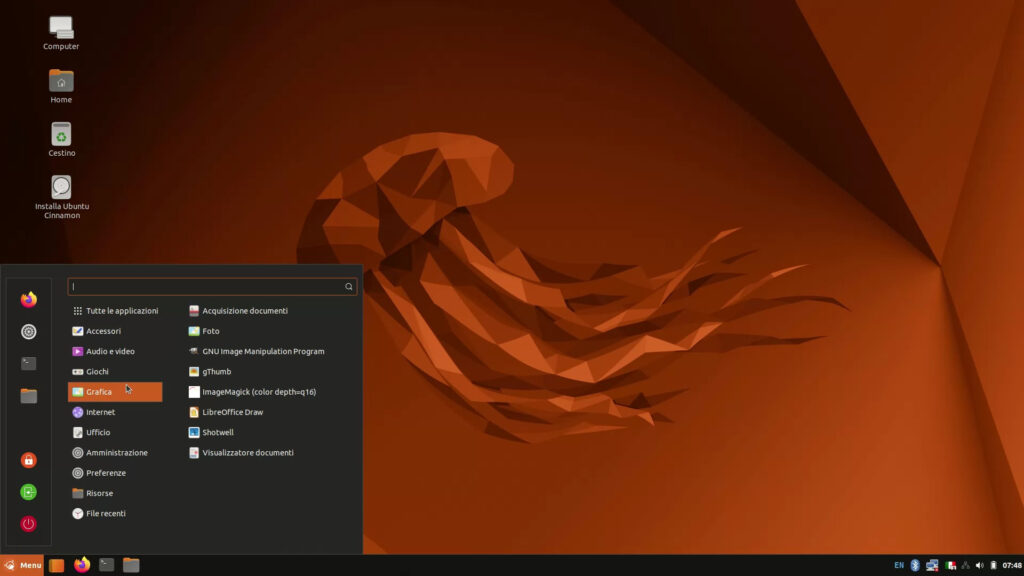 Schermata di Ubuntu Cinnamon