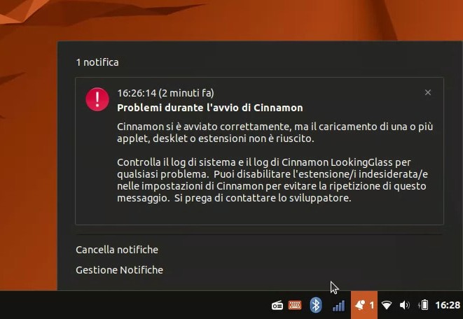 Problemi di Cinnamon (solo) con Ubuntu