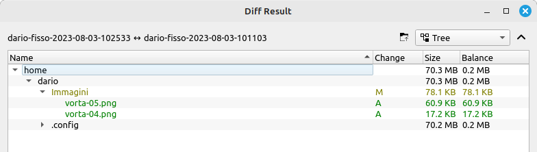 Verifica differenze tra backup di Vorta