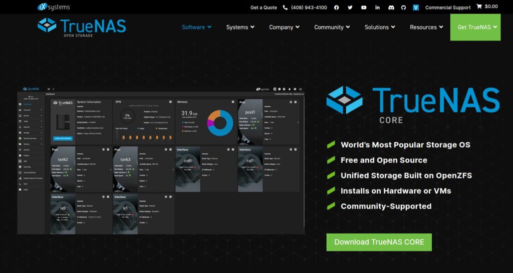 TrueNAS con Linux (homepage)