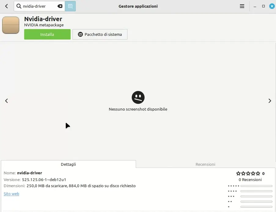 Installazione del driver NVIDIA in LMDE 6