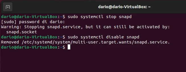 Fermare e disabilitare Snapd