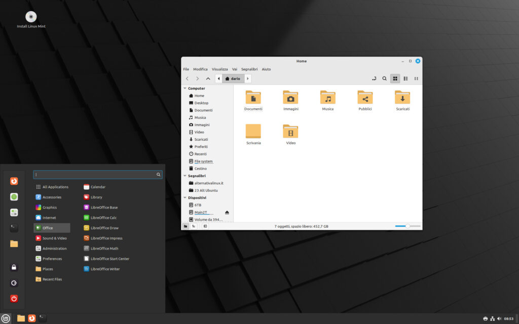 Il desktop di LMDE 6 Linux Mint Debian Edition