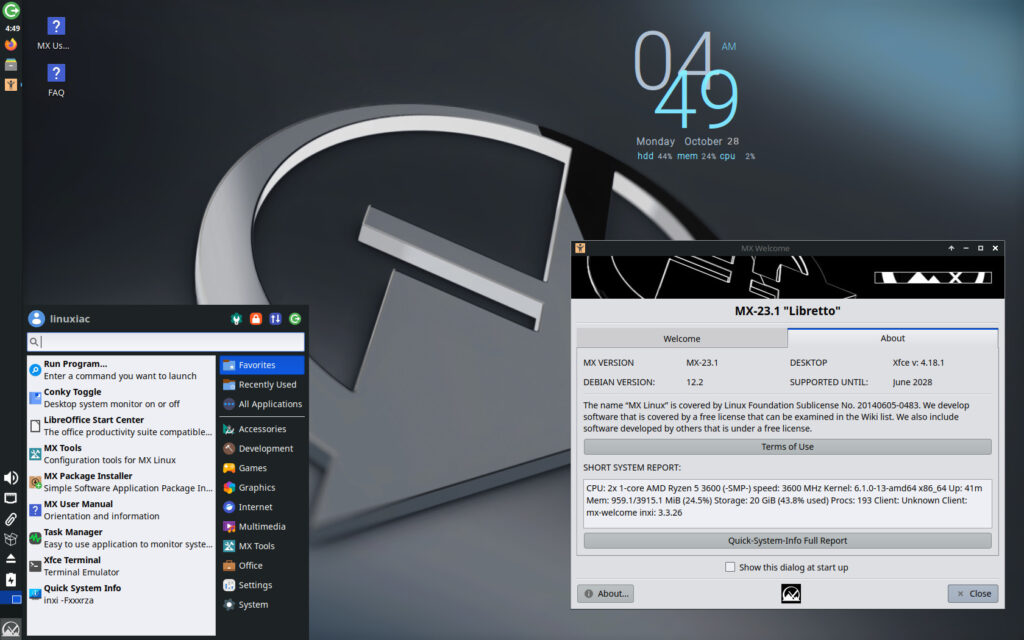 MX Linux 23.1 Xfce