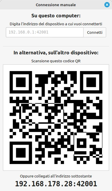 Warpinator QR Code per il codice di gruppo