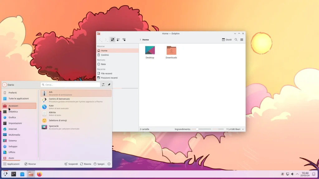 Il desktop di KDE Neon con Plasma 6