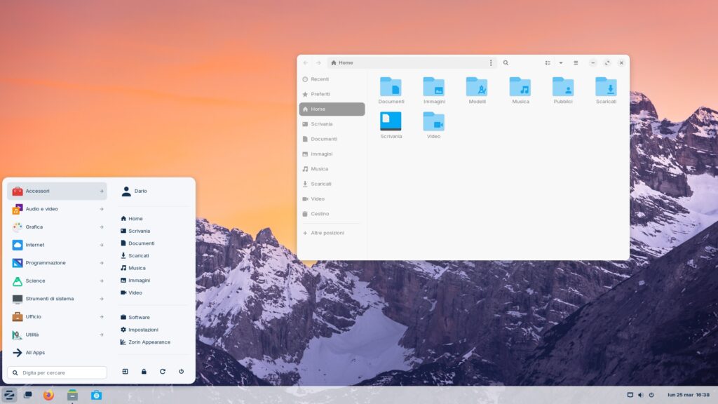 Il desktop di Zorin OS 17.1